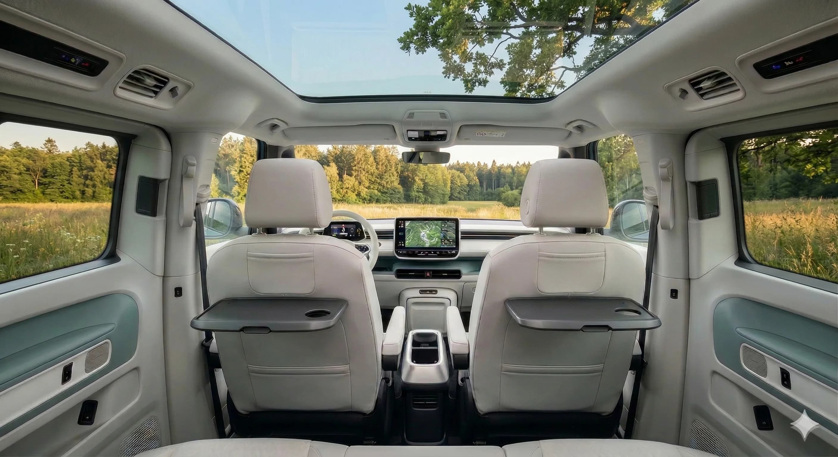 Interier VW ID. Buzz s panoramatickym stresnim oknem